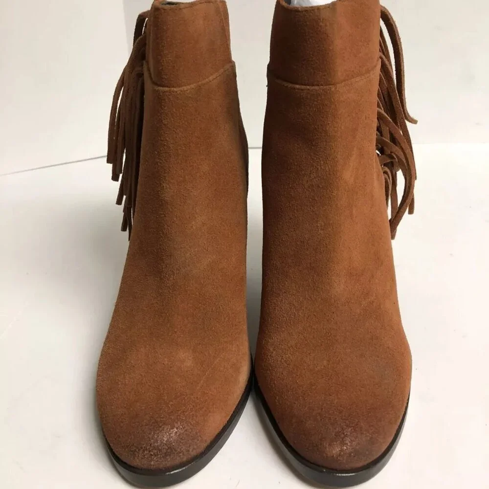 Kenneth Cole Women's Alana Fringe Ankle Bootie Brown Size 7 M